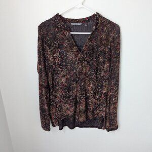 Sno Skins Women's Velvet Multi-Colored High-Low Long Sleeve Top, Large